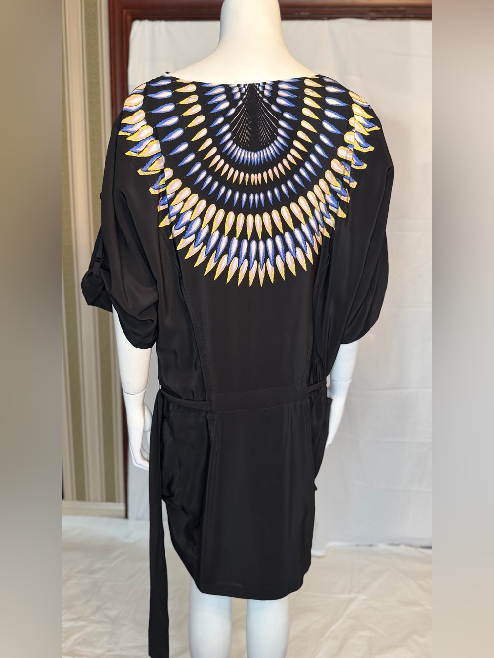 BCBGMaxAzria Black Mini Dress with Multicolor Embellished Neckline - Picture 5 of 8